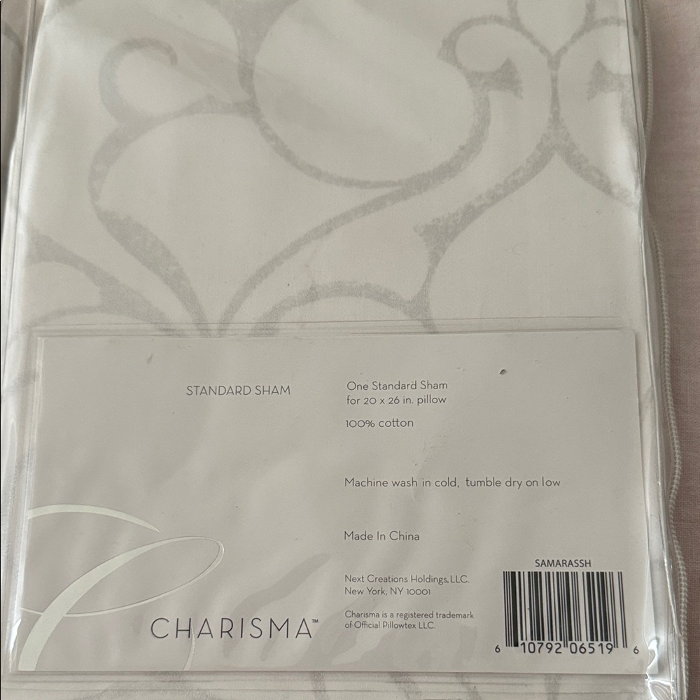 Charisma Cotton Sham in White and Gray